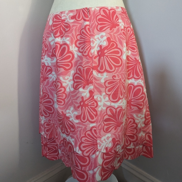 Vintage Lilly Pulitzer Skirt Pink White Me Shell Print Scalloped Hem Size 8 - Picture 8 of 11